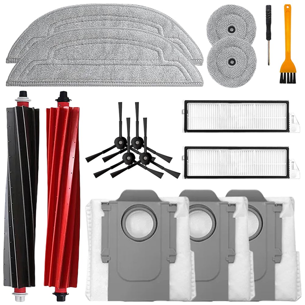 Replacement parts compatible with Roborock S8 Max V Ultra/G20s vacuum cleaner robot main brush, side brush, Mop cloth, HEPA filter, dust bag 17 Kit accessories