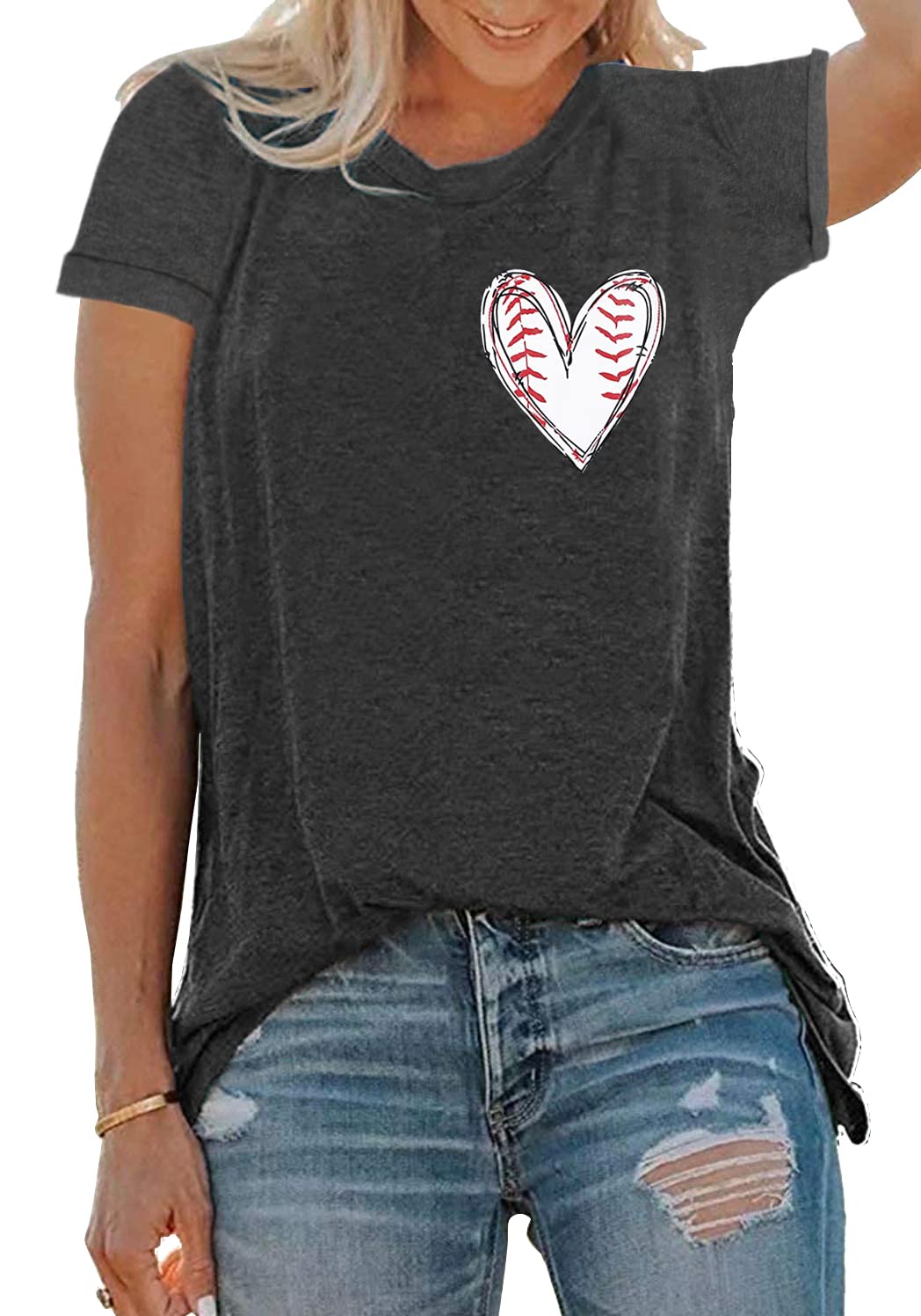 MOUSYABaseball Mom Shirt Women Oversized Baseball Shirts Gameday Baseball Casual Short Sleeve Shirts