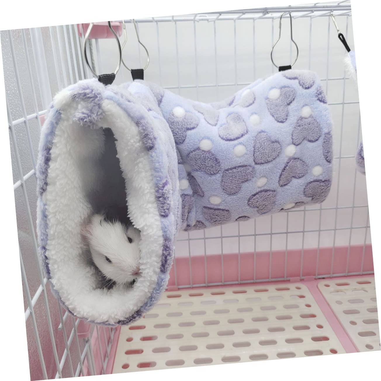 Supvox 3st Eichhörnchen Hängematte Aus Baumwoll Nest Meerschweinchen Bett Hängematten-hängetunnel Bequemes Hamsternest Kaninchenspielzeug Für Hasen Plüsch Stoff Violett