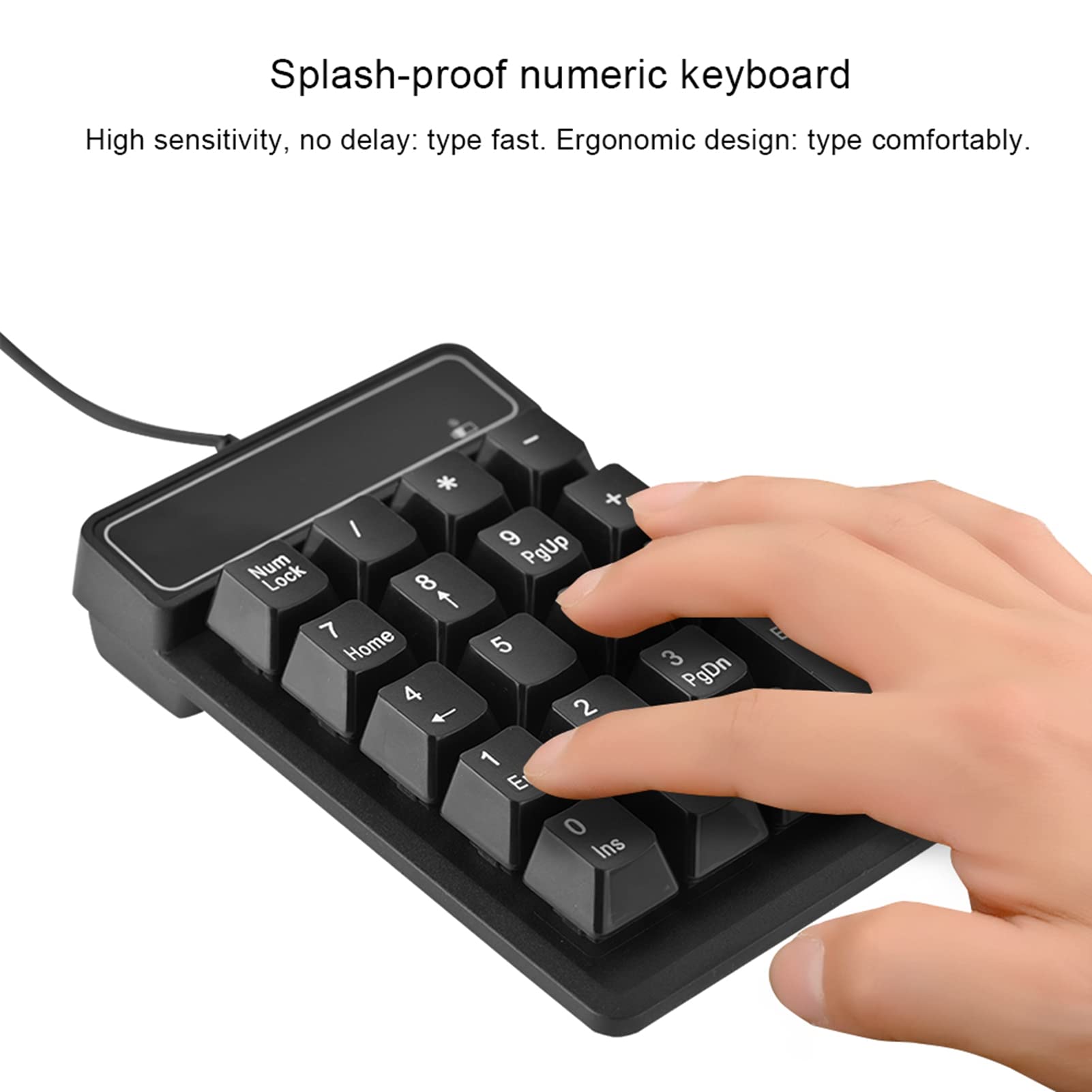 GOWENIC USB Numeric Keypad Numpad Wired 19 Key Number Pad Keyboard for Laptop Desktop Computer PC, Big Print Letters, Support / 7/8 / 10 / Vista System