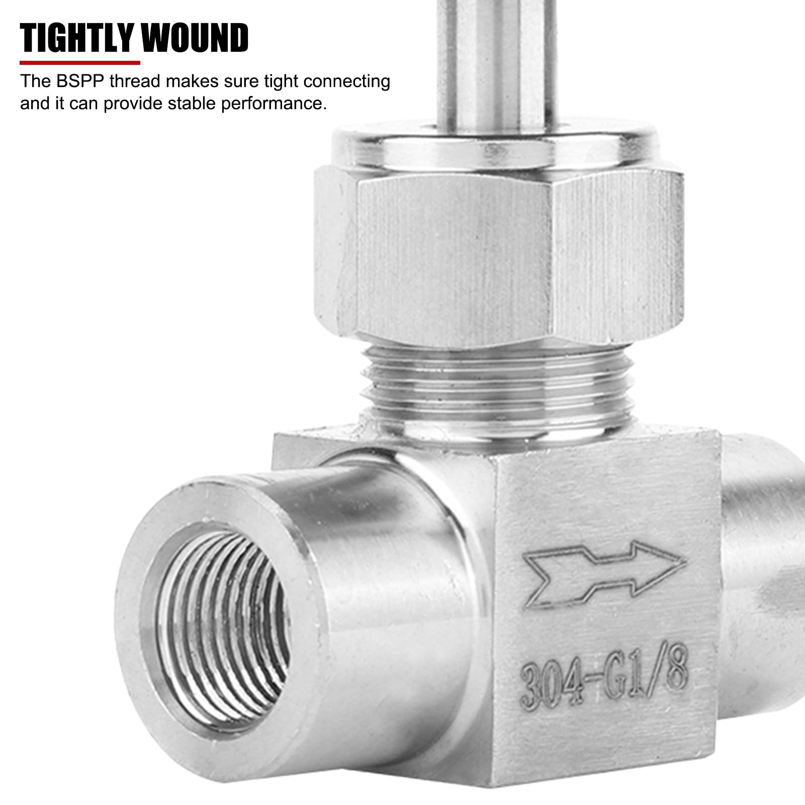 Ultima valvola a spillo dritta con filettatura femmina BSPP in acciaio inossidabile per la trasmissione di acqua e gasolio(Type A: Black Handle 1/8in)