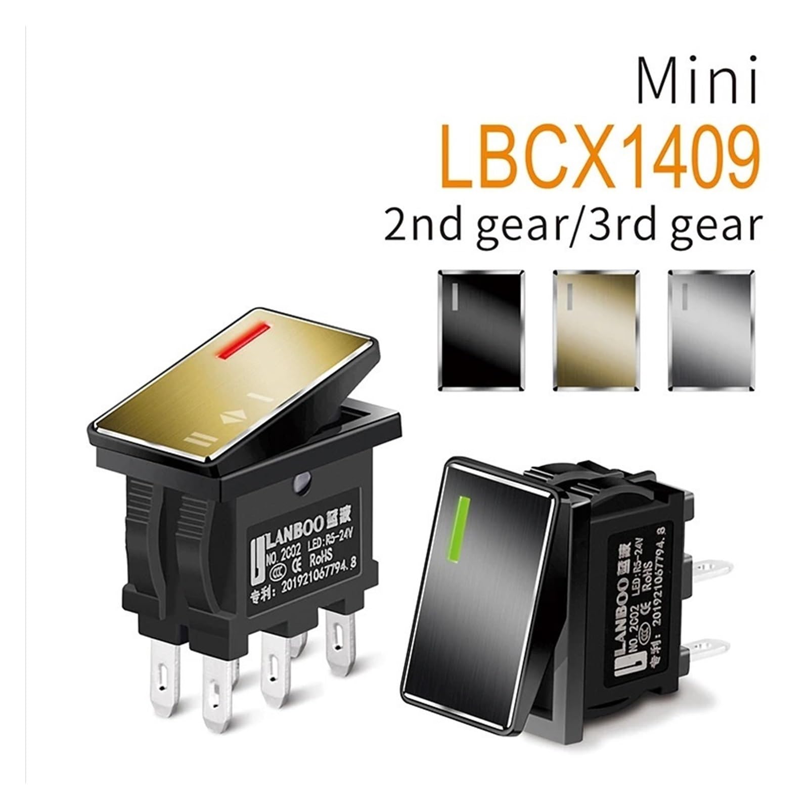 ZUC Aluminum Switch Series Safe high Current Rocker Switch 7Amp