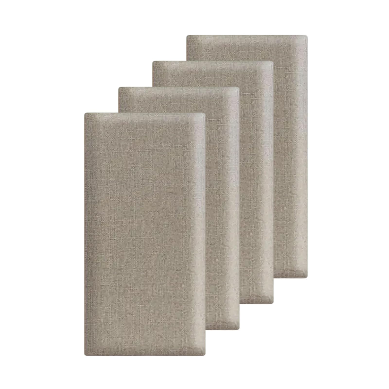 EUNEWR 3D Anti-Collision Wall Padding, 4PCS 40x20cm Self-Adhesive Soft Leather Padded Wall Panels, Shockproof Removable Wall Stickers for Kids Room, Bed Headboard, TV Walls & Nursery (Light Brown)