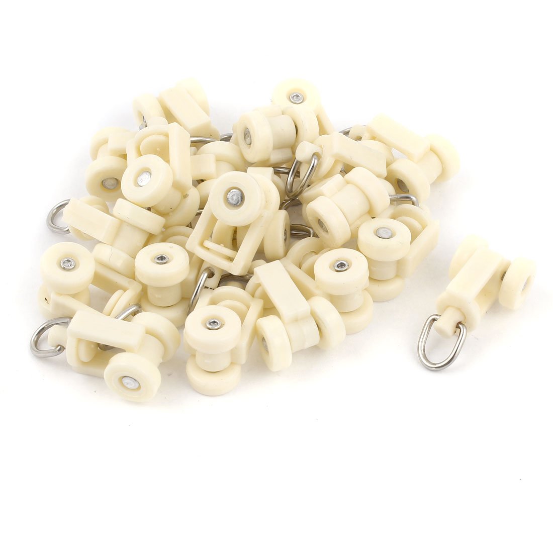 uxcell White Plastic Curtain Track Rail Rollers 12mm Diameter Wheel 20 Pcs
