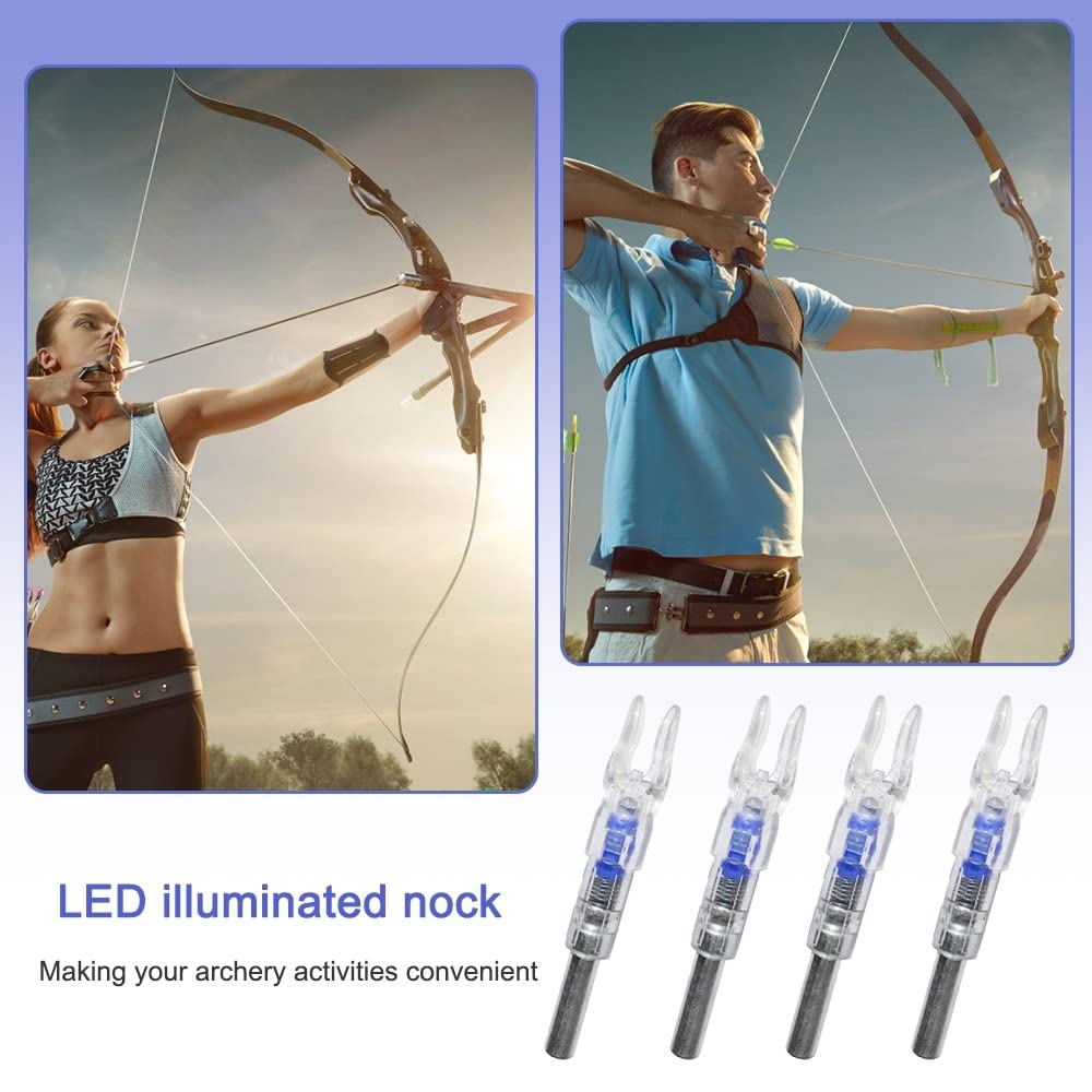 DONGKER Tir L'Arc Coco, 10 Pièces Coques Illuminées Automatiquement pour Tiges de Flèches de 6,2 mm de Diamètre pour Chasse Tir