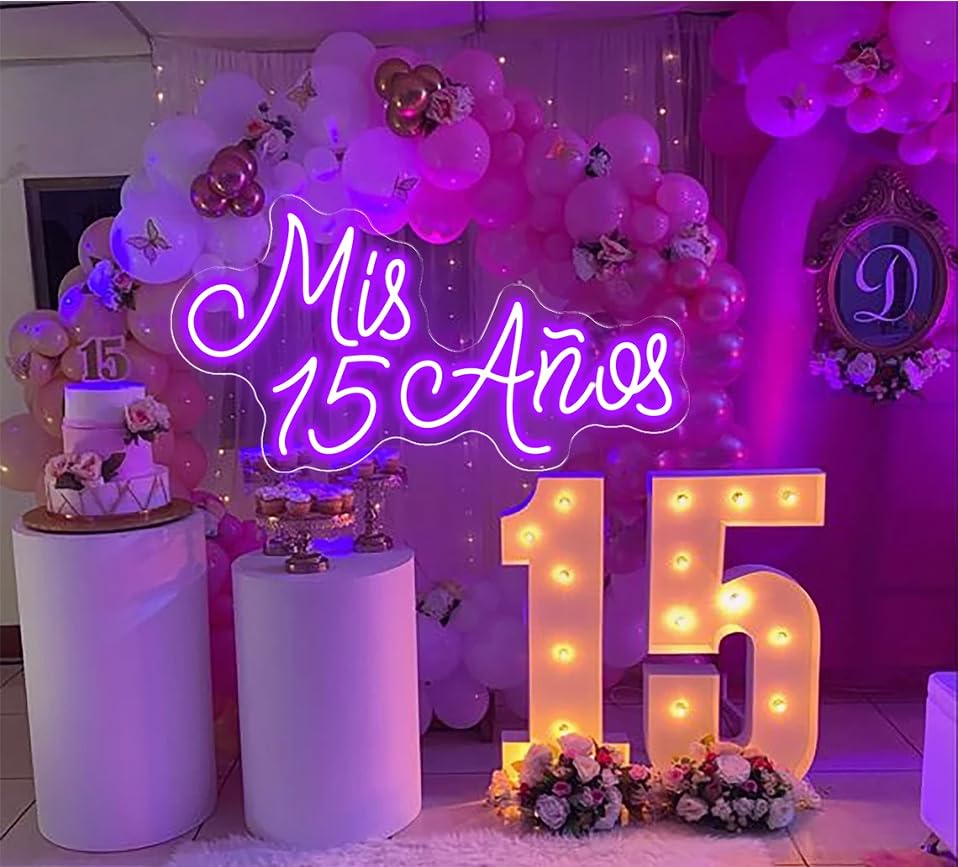 Image of Personalized Happy Birthday Neon Sign, Custom Birthday Neon Light and Birthday Letter Number 13th 15th 18th 21th etc. Birthday Signs for Home Wall Decor Anniversary Party Decor