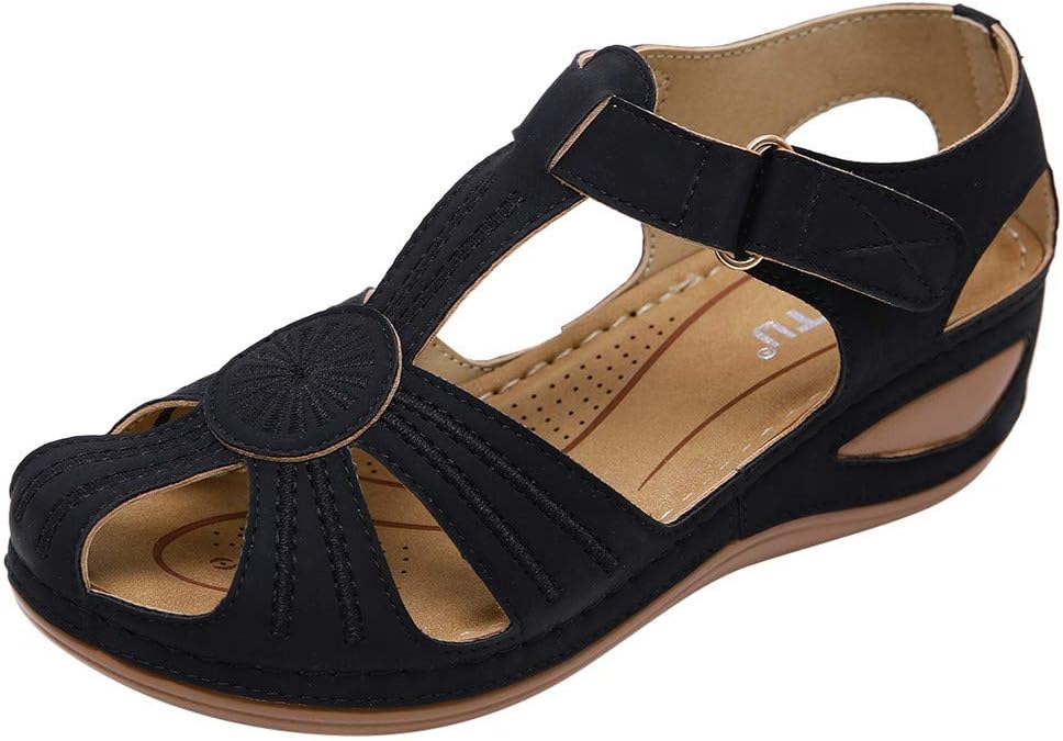 Andouy Women's Girls Comfortable Hollow Round Toe Soft Sandals