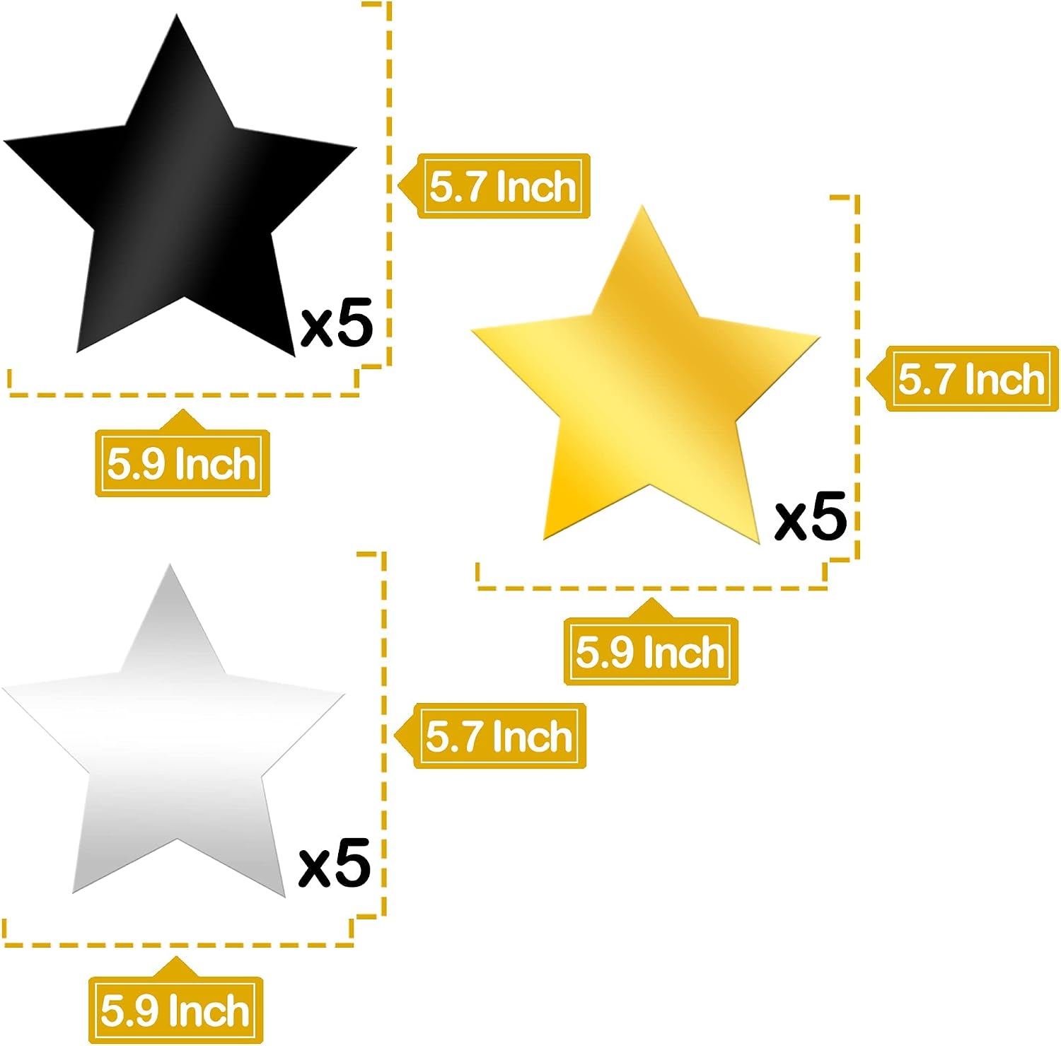 KatchOn, Black Gold and Silver Star Hanging Swirls- Pack of 30, No DIY | Star Ceiling Decorations for Birthday Decorations | Hanging Star Swirls for Graduation Decorations 2026, Bachelorette Party