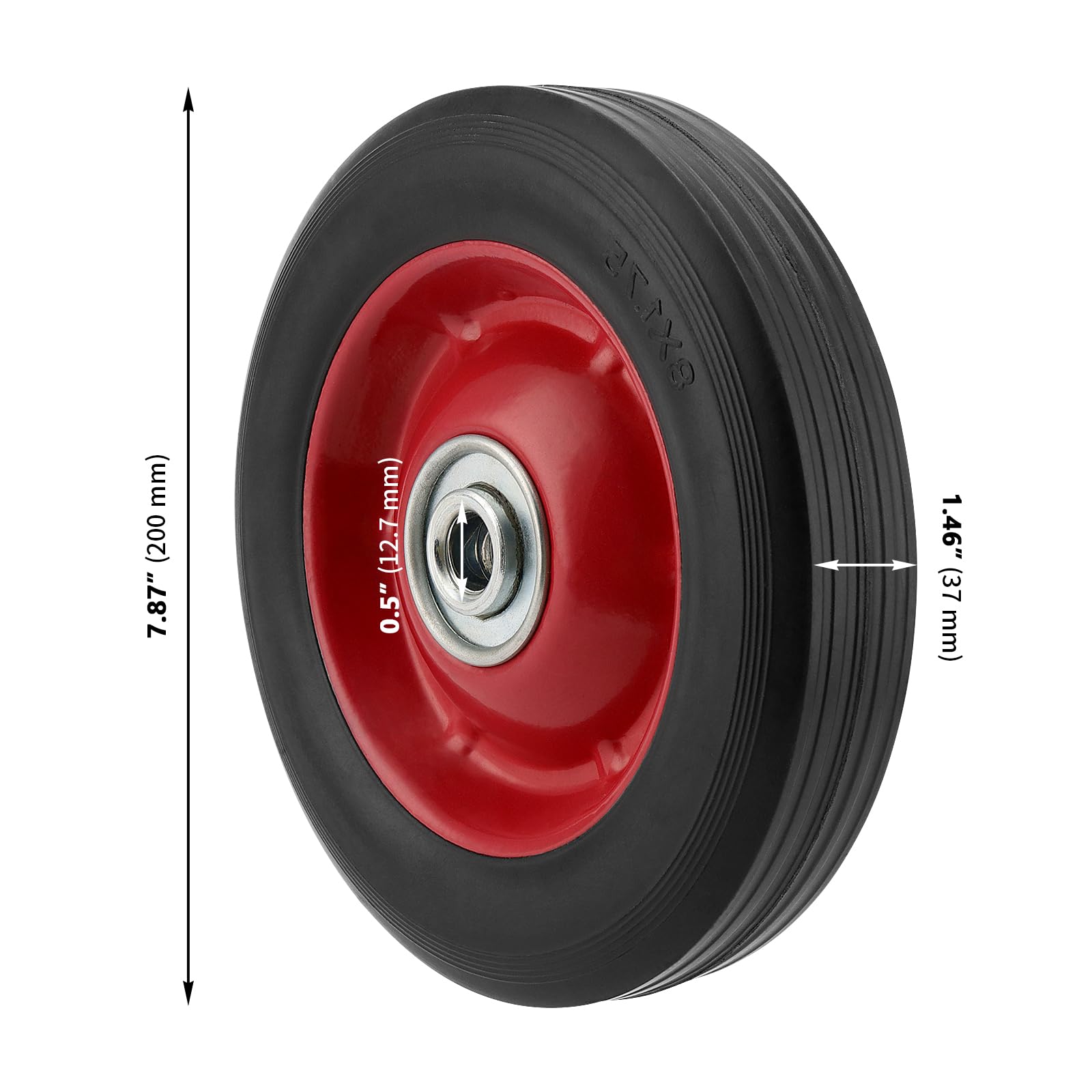 4 PCS 8 x 1.75 Inch Solid Rubber Tire Wheels with 1/2 Inch Axle, — Amazon image 2