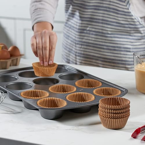 Miniatura 2 de Comfy Package, 500 piezas Revestimientos Kraft para cupcakes de tamaño estándar, grado alimenticio y a prueba de grasa, tazas para hornear
