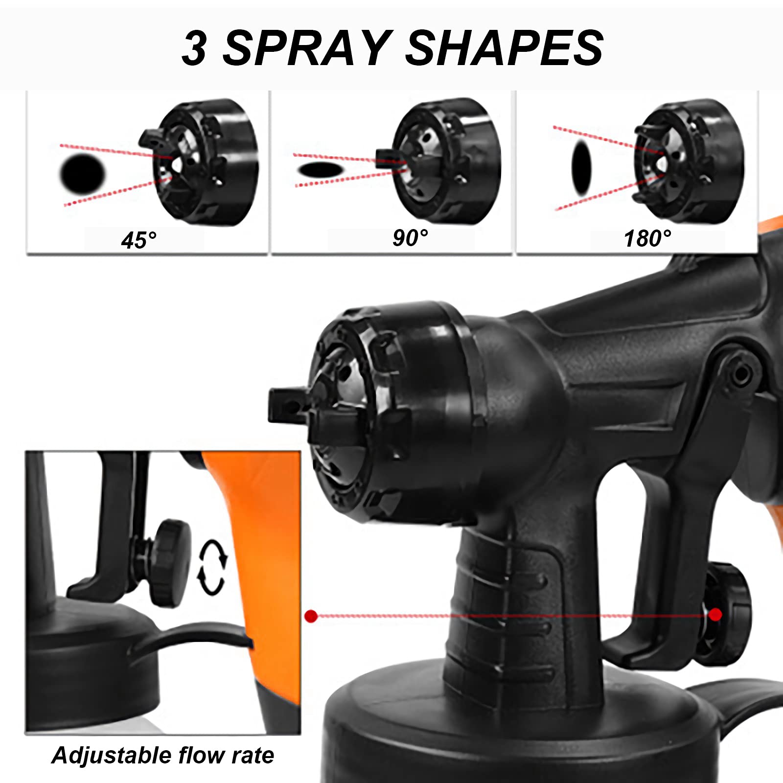 Pistola pulverizadora para tartas, pistola de chocolate de 500 W con flujo ajustable, perfecta para decorar pasteles, mousse, fondant, 3 formas ajustables