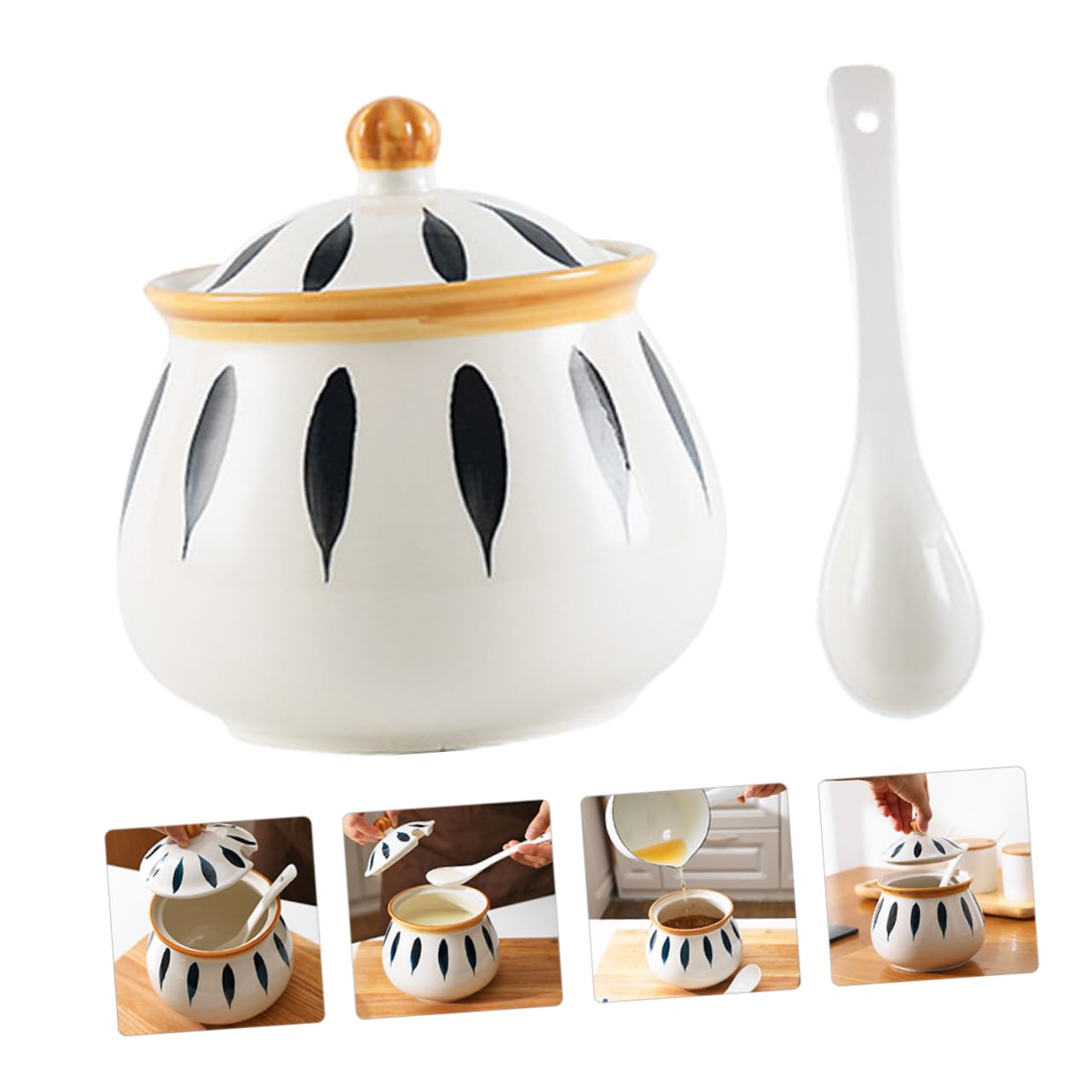 Mikinona Barattolo Spezie in Ceramica, Set da 1 Pezzo, Capienza Ampia