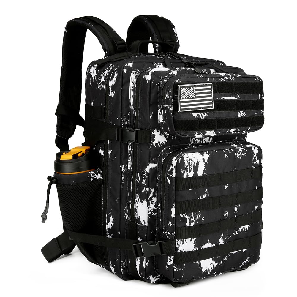 HongXingHai Tactical Backpack - Military Tactical for Men & Women, 45L Fitness Backpack (Black Lightning)