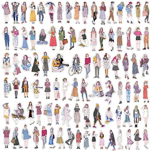 100 Stück Scrapbook Stickers,Urban Fashion Girl Scrapbook-Aufkleber,Diary Planner Stickers,Graffiti Aufkleber,Für Journaling-Umschläge, Scrapbooking, Tag-Journaling, DIY-Handwerk Cover