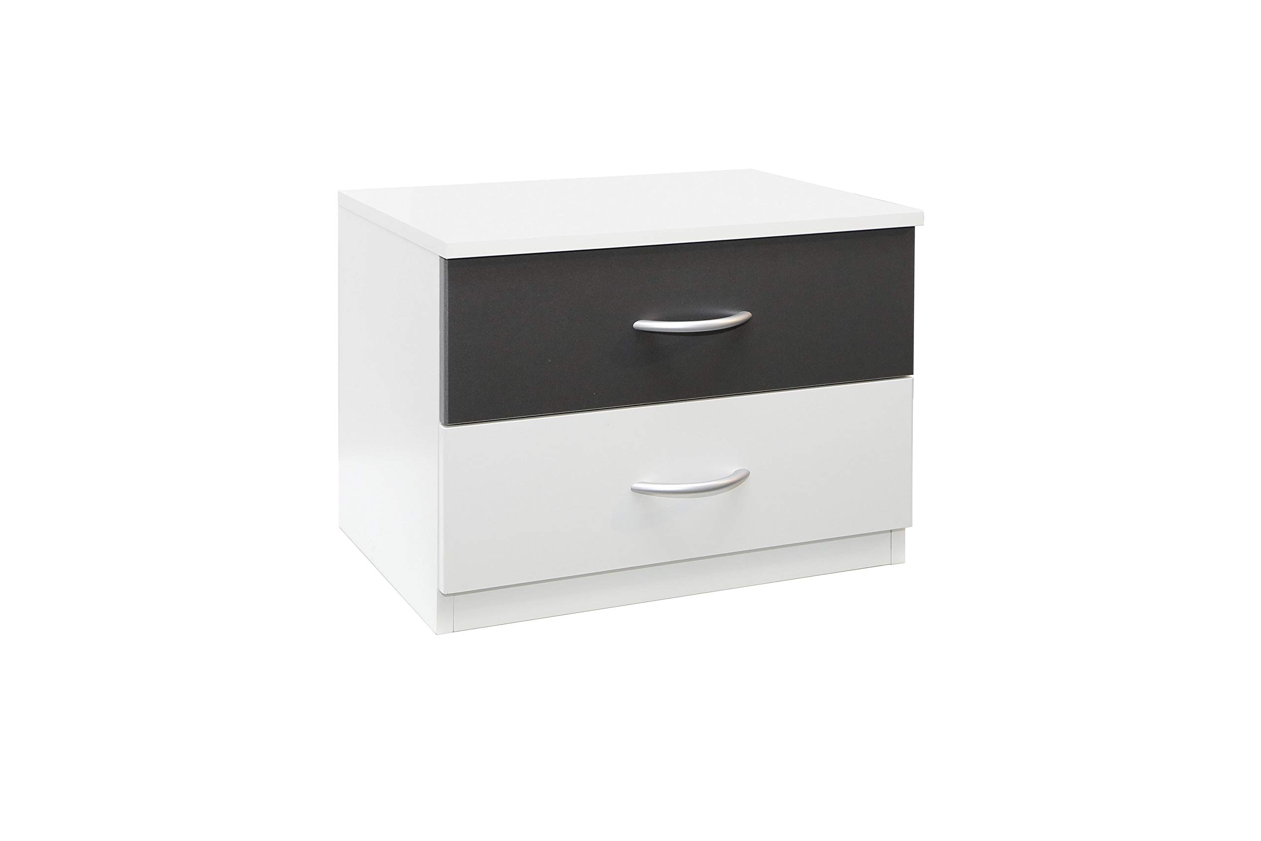 Rauch Möbel Noosa, 4-teiliges Schlafzimmer-Set, Komplettschlafzimmer bestehend aus Drehtürenschrank, Bett, Nachttisch und Schreibtisch, Farbe Alpinweiß/Grau metallic, 0x0x0cm