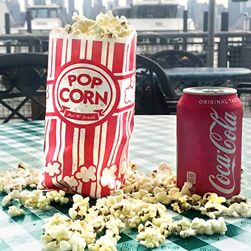 [250 Pack] Popcorn Bags 2 Oz - Disposable Paper Popcorn Container, Red And White Striped Leak Proof Flat Bottom For Movie Night Snacks, Concessions, Birthday Party, Circus Carnival Decorations #TOP4