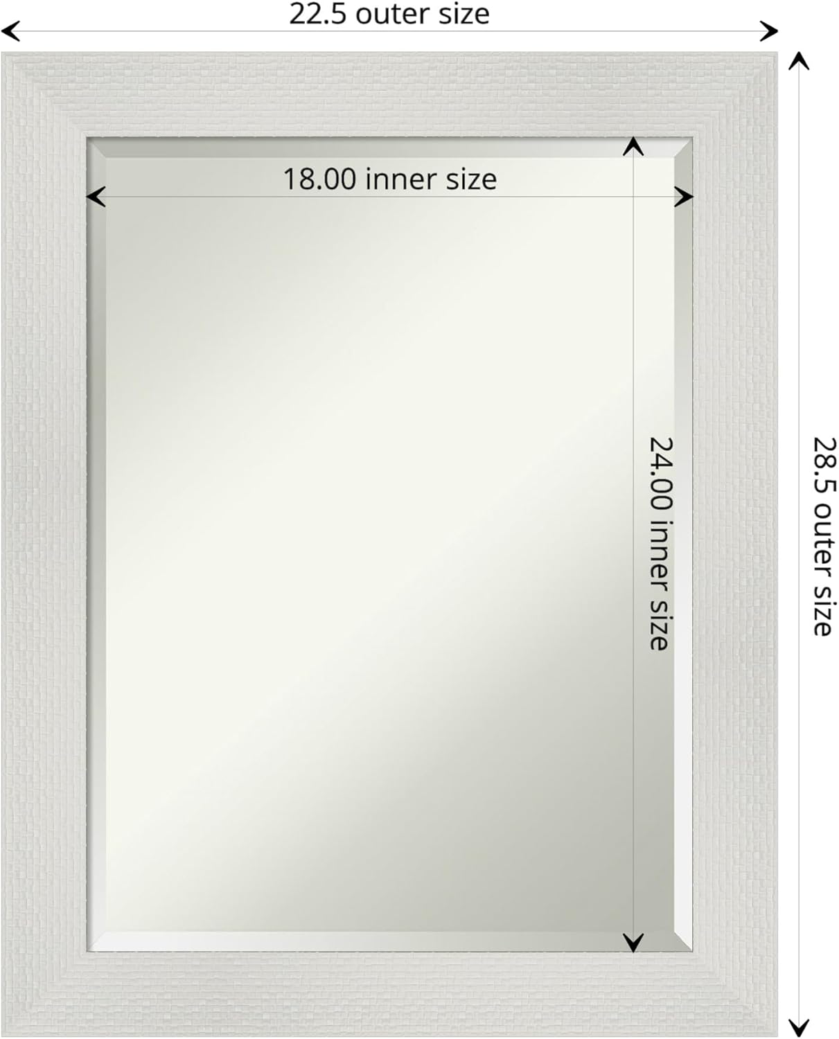Amanti Art White Bathroom Mirror for Over Sink, 28x22 Mosaic White Rectangle Vanity Mirror, Medium Casual Frame, Hangs Horizonally and Vertically, Bathroom Wall Decor, Beveled Edge