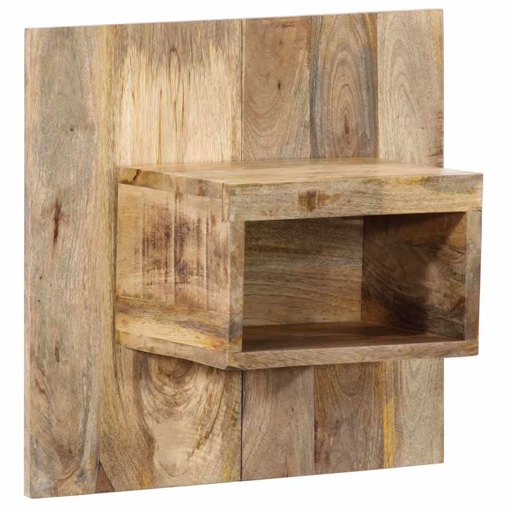 Wandmontierter Nachttisch aus Massiv-Mangoholz mit Stauraum für Schlafzimmer, Robuste Hartholz-Konsolen für Bücher und Accessoires, Einzigartige Maserung