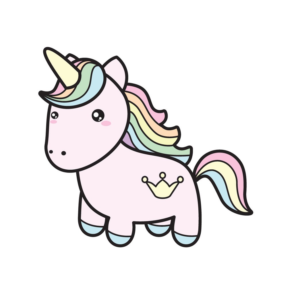 Applicable Pun Rainbow Hair Cute Unicorn with Crown Tattoo - Vinyl Decal for Outdoor Use on Cars, ATV, Boats, Windows and More - Color 9 inch