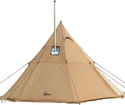 Tienda caliente con estufa Jack Onefires Tienda de tipi grande para acampar familiar 4-8 personas