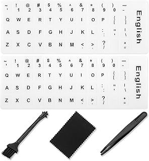 English Keyboard Stickers[5 in 1],Replacement English Keyboard Sticker with Black Font on White Background Universal for Laptop Desktop Computer,Matte English Keyboard Alphabet Sticker