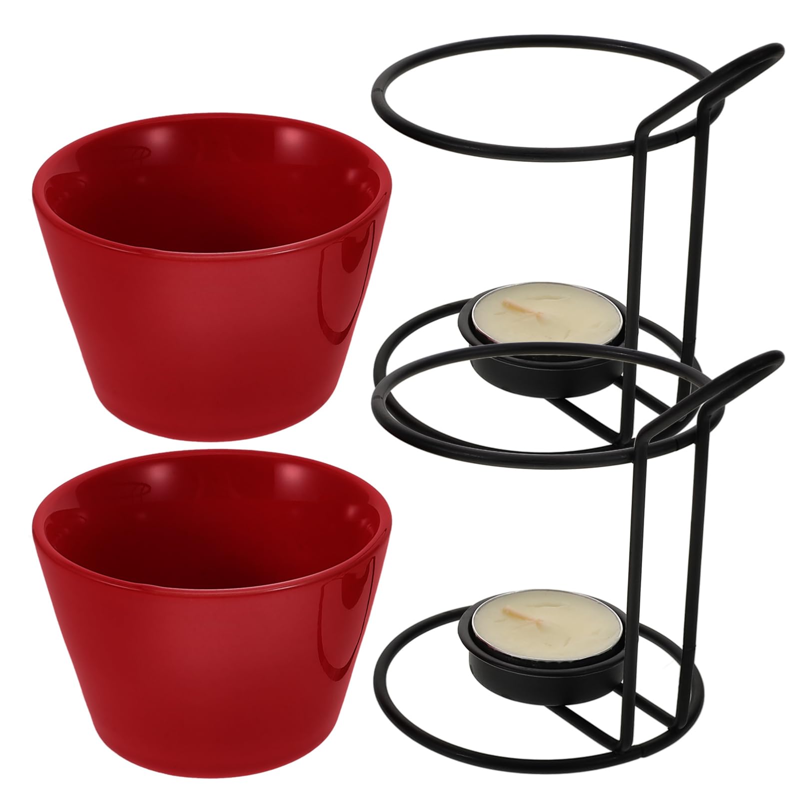 MAGICLULU 2sets Pentole in Ceramica per Sciogliere Formaggio Accessori per Fonduta di Formaggio Scaldavivande in Ceramica Pentole per Sciogliere Cioccolato per Gelato Portatili e Pratici