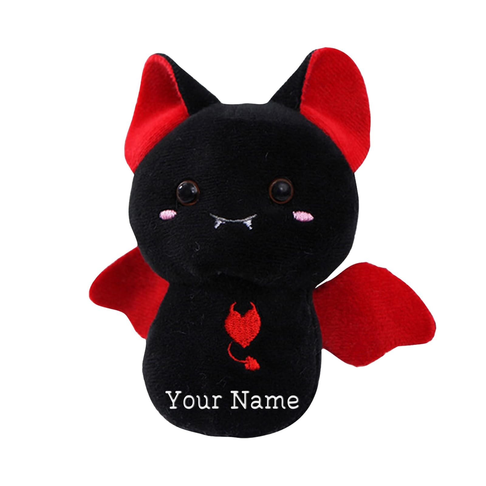 Personalised Embroidered Bat Plush Custom Halloween Plush Toys with Name Text for Halloween Decorations Indoor Soft Stuffed Bat Ornaments Suitable for Kids and Women Halloween Gifting (Black)