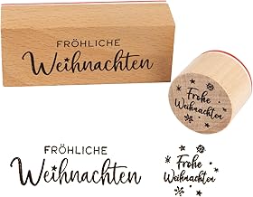 Pack of 2 Christmas Stamps Wooden Stamp Merry Christmas Motif Stamp Text Stamp Christmas Stamp for Cards Wrapping Paper Scrapbooking