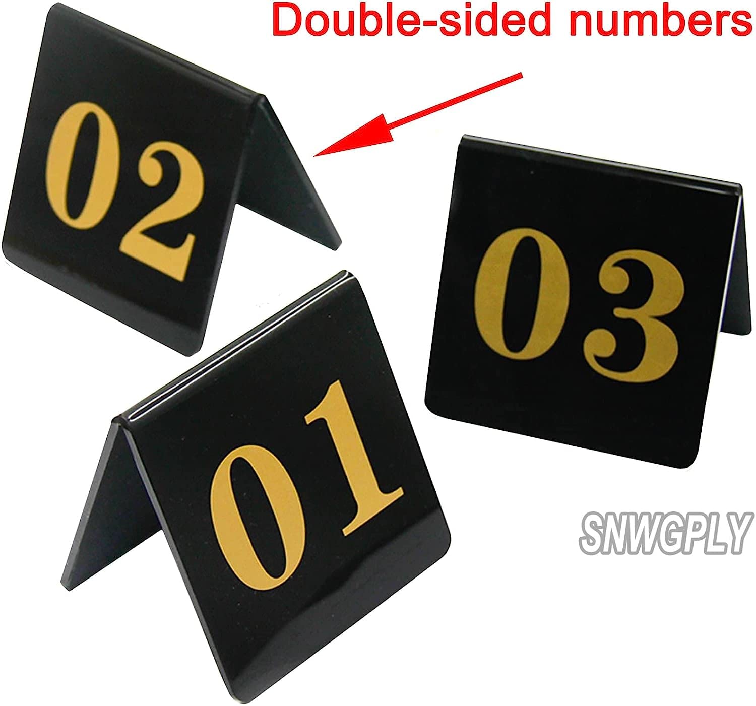 Table Number Signs 1-100, Place Cards Double-Side Numbers, Signs Plates Tent Style 8x8cm, Easy to Stack Up, Acrylic Table Numbers for Weddings Receptions Table Cards (Color : 1 to 50, Size :