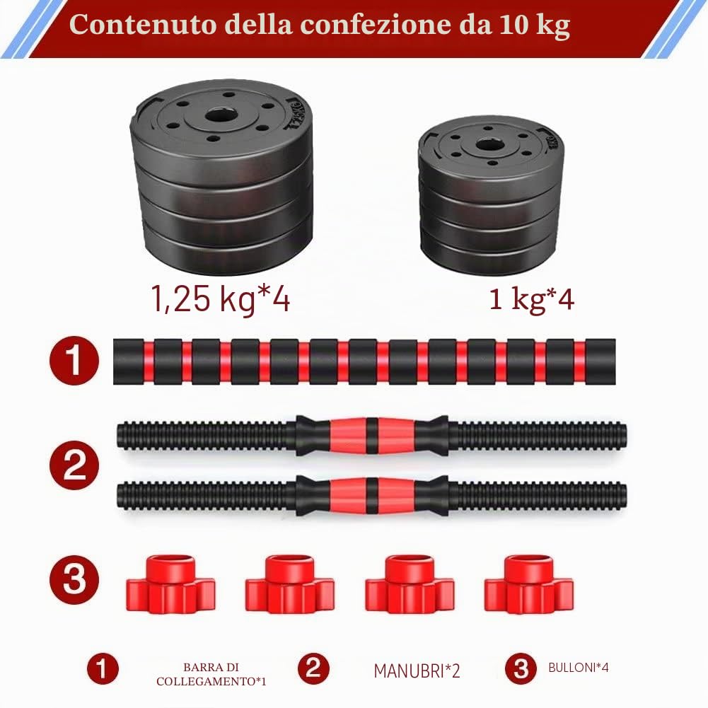 Set di manubri corti, 3 in 1, 10/20/30 kg, per uomini e bilancieri regolabili, tubo di collegamento multifunzione, per allenamento di forza