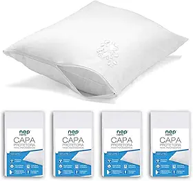 Nap Kit 4 Capas de Travesseiro Home Impermeável Não faz ruído 200 Fios 50x70cm - Branco