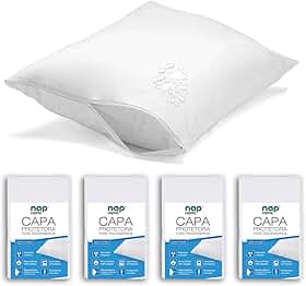Nap Kit 4 Capas de Travesseiro Home Impermeável Não faz ruído 200 Fios 50x70cm - Branco