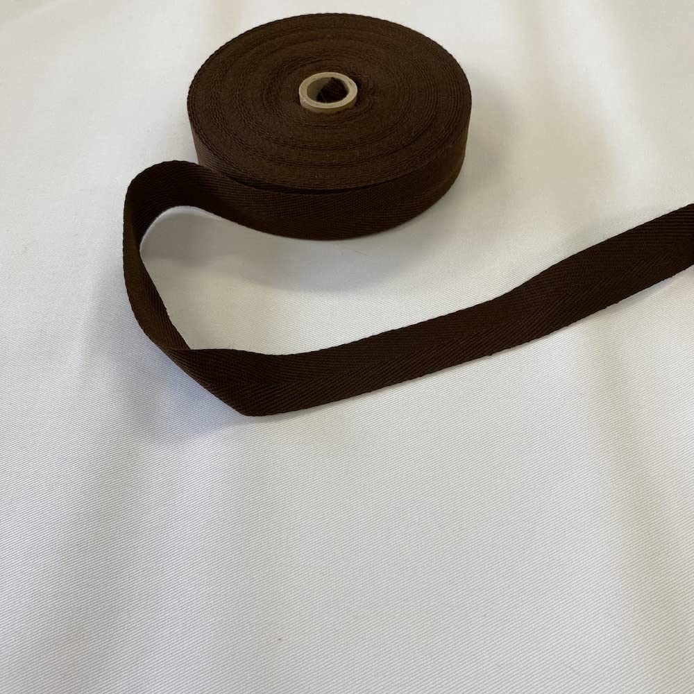 25mm Acrylic Herringbone Webbing Tape (Per Metre) (Brown)