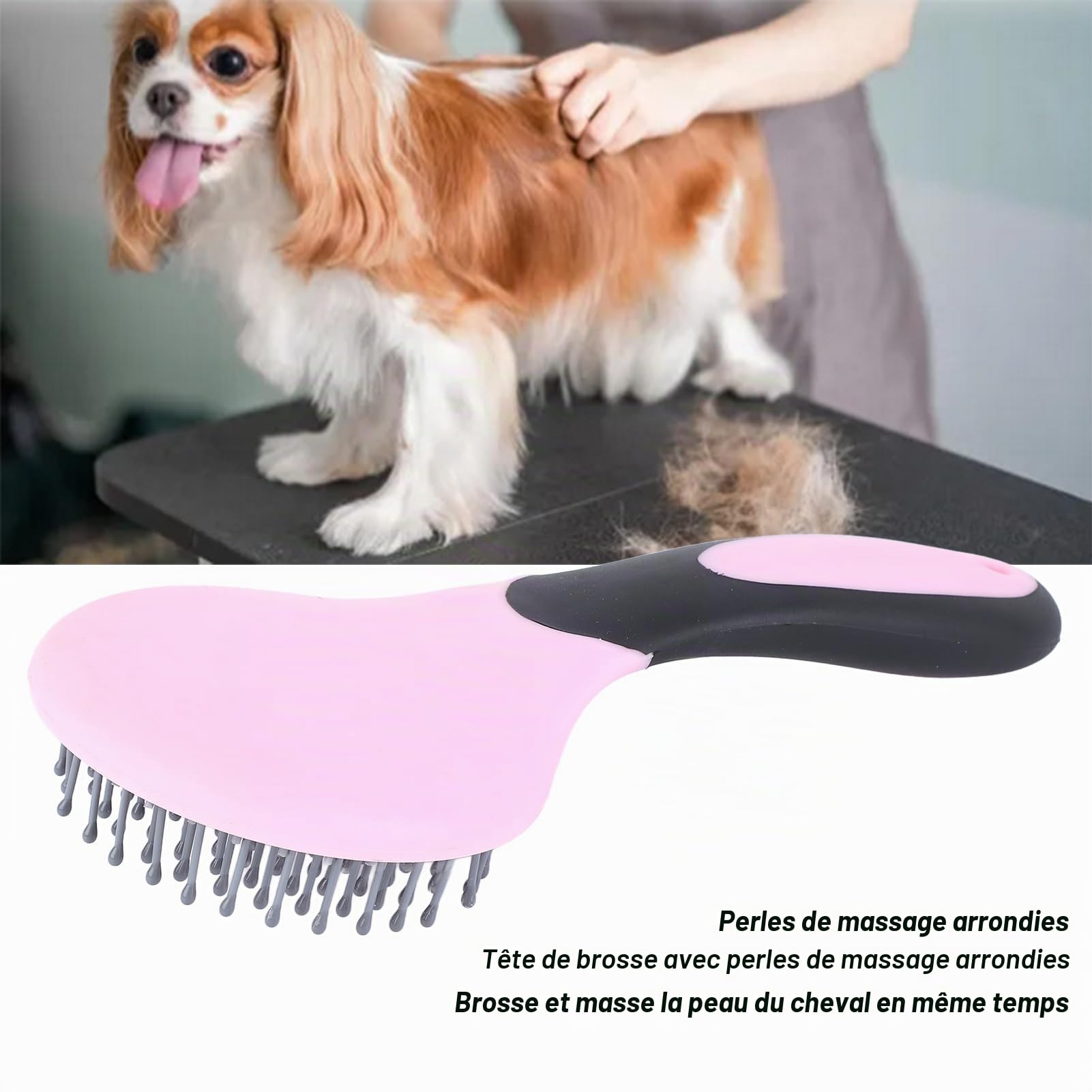 Brosse Démêlante pour Crinière et Queue, Brosse de Nettoyage en Cuir à Poils de Cheval à Poils Longs, Peigne de Toilettage Professionnel pour Chevaux, Peigne Forky pour Chevaux