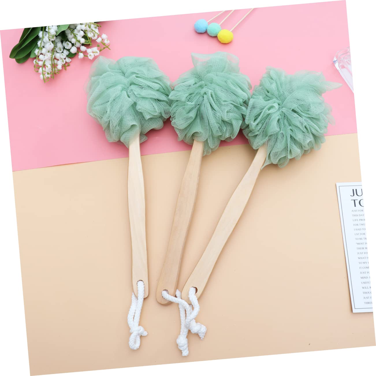 Cabilock 2 Set Di Spazzolini Da Bagno Portatili Con Manico A Forma Di Fiore Per La Schiena Esfolianti in Nylon Setole Morbide Adatti Alle Famiglie 3 Pezzi*2