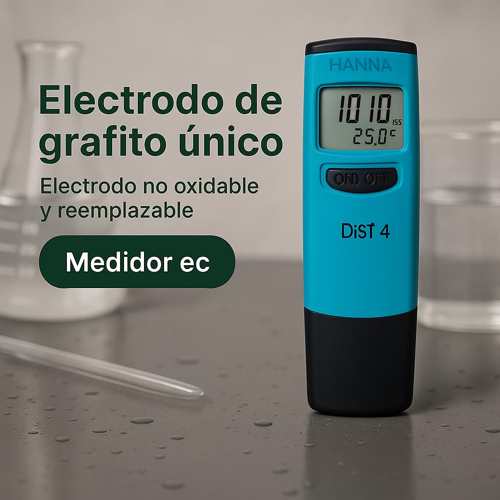 HANNA Instruments HI 98304 Medidor de Conductividad EC Tester Portátil Rango Alto 0 a 20.00 mS/cm Electrodo Reemplazable