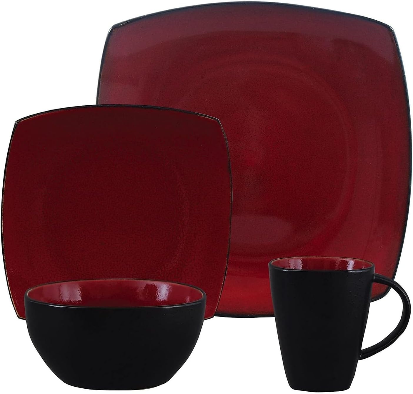 Gibson Home Soho Lounge Dinnerware Set, 16 Piece, Red (93583795M)