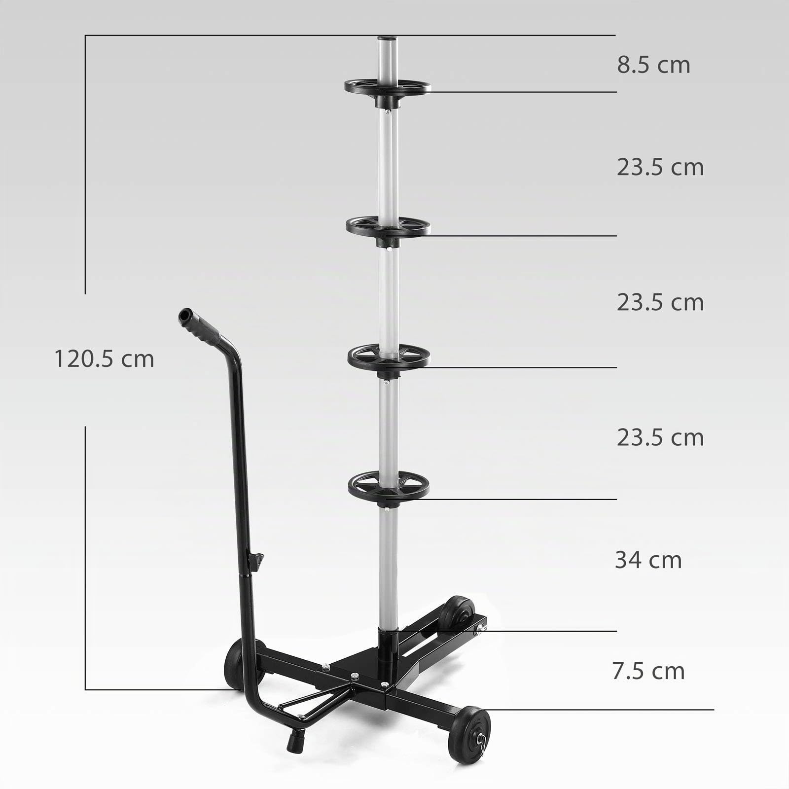 Monzana Carrello Porta Pneumatici 225mm in Alluminio 3 rotelle Copertura Protezione carico Max. 100kg Supporto per Cerchioni
