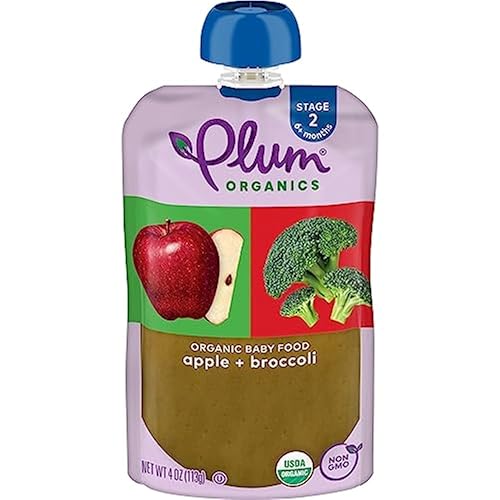 Miniatura 4 de Plum Organics Stage 2 - Alimento orgánico para bebés manzana y brócoli bolsa de 4 onzas paquete de 6