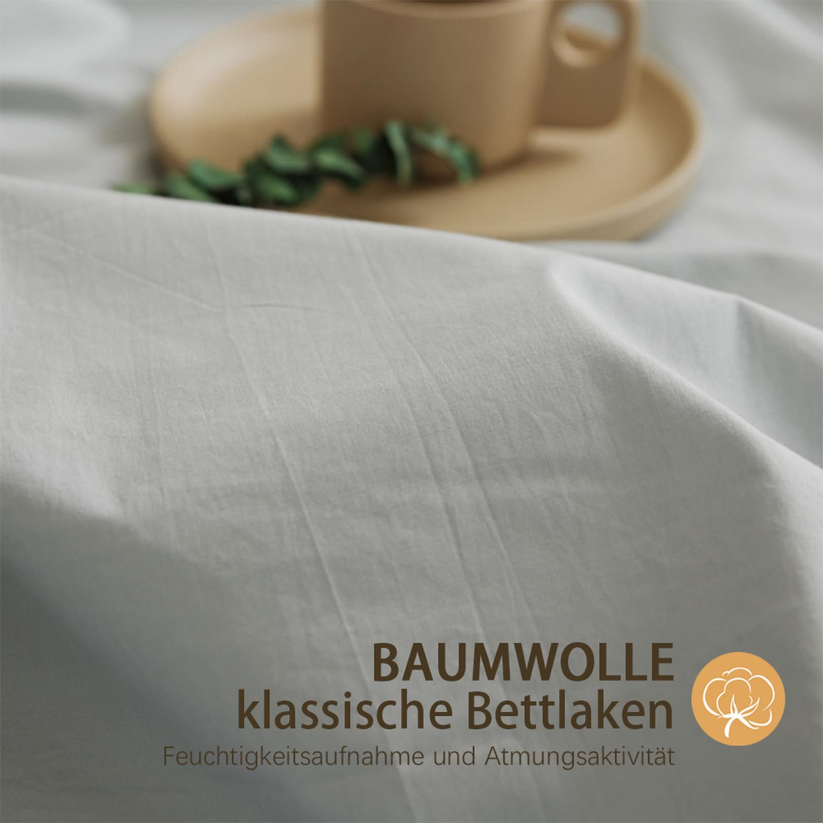 Bettlaken ohne Gummizug 200 x 230cm Baumwolle Betttuch Weiß | Leintuch aus 100 % Baumwolle Betttuch für Doppelbett Weicher und Komfortabel Waschbar und trocknerfest
