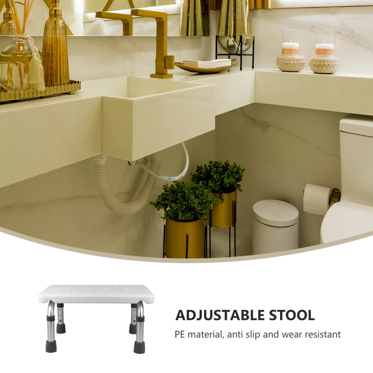 Taburete de Altura Ajustable de Aleación de Aluminio para Ducha