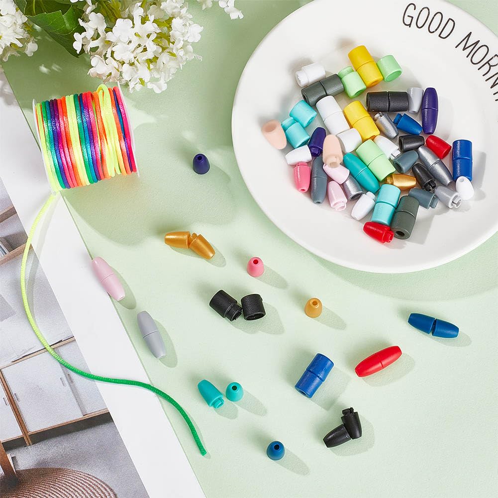 Sxutop Lot de 72 Fermoirs de Sécurité en Plastique Connecteurs de Baril de Perles en 12 Couleurs Fermoirs Détachables pour Colliers Fermoir Connecteur Breakaway pour Colliers Cordons Bracelets Bijoux
