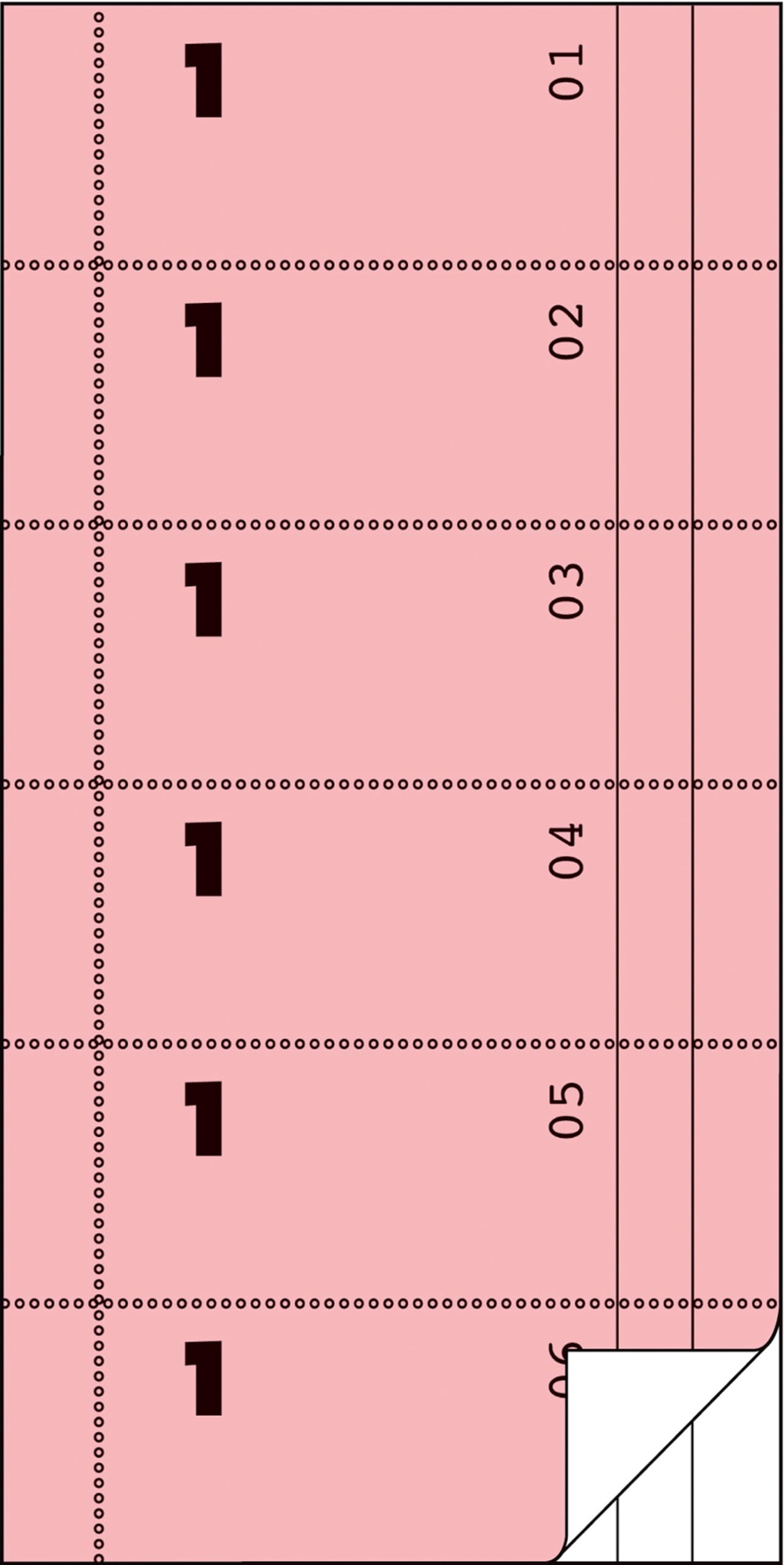 AVERY Zweckform 831-5 Bonbuch (105x198mm, 1.500 Bons mit Kellner-Nr. 1, mit einem Blatt Blaupapier und je einem Durchschlag, 5 Blöcke mit je 300 Stück, ideal für den Gastronomiebedarf) rosa/weiß