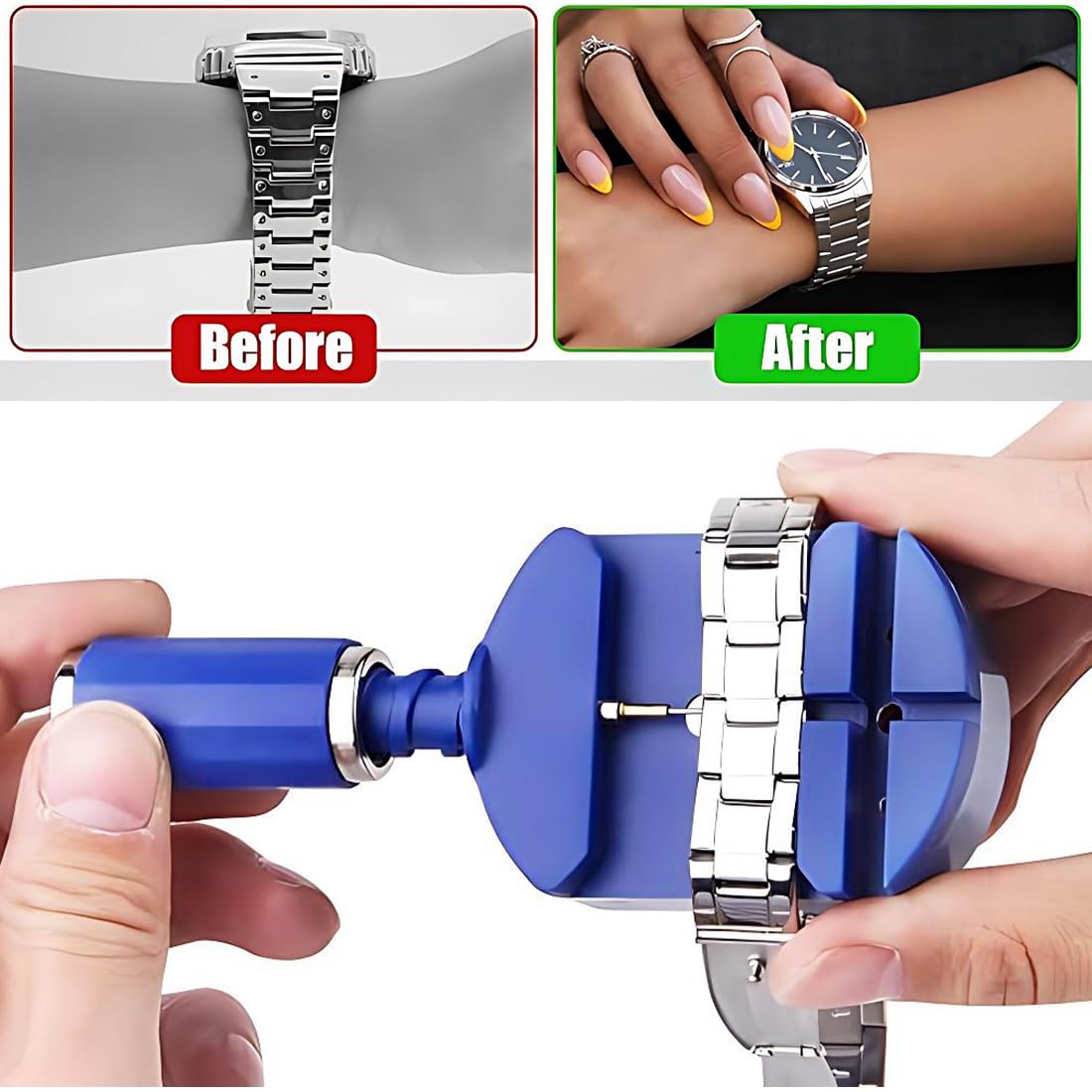 Kit Reparacion Relojes, Herramienta Correa Reloj, Acortar Ajustar Correa, Reemplazo Pins, Martillo, Punzón