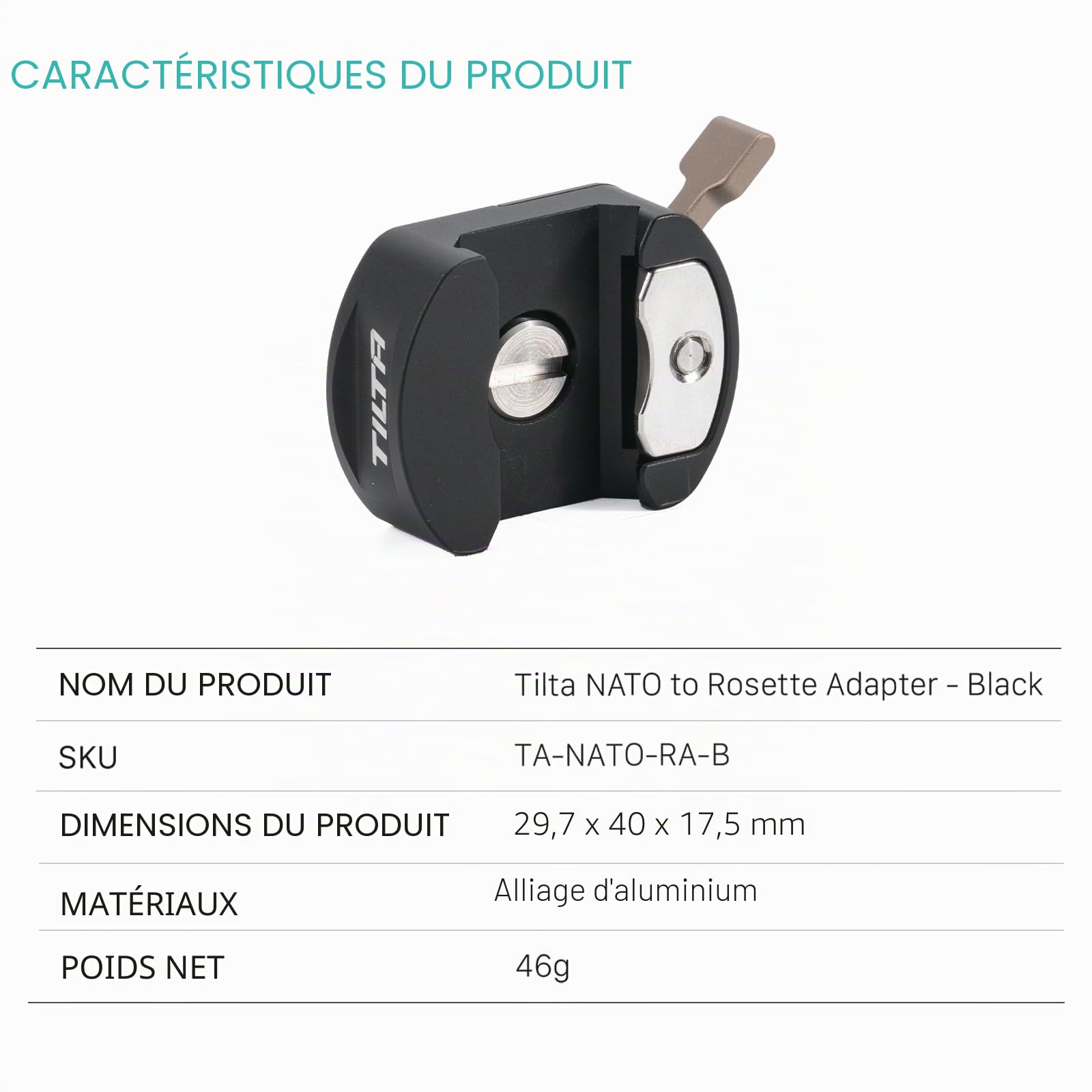 Tilta TA-NATO-RA-B Adaptateur OTAN vers rosace double usage Noir