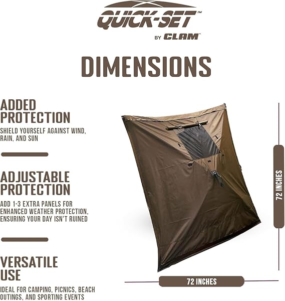 CLAM Quick-Set Wind & Sun Panels 3-Pack Brown Sidewalls
