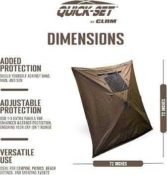 CLAM Quick-Set Wind & Sun Panels 3-Pack Brown Sidewalls