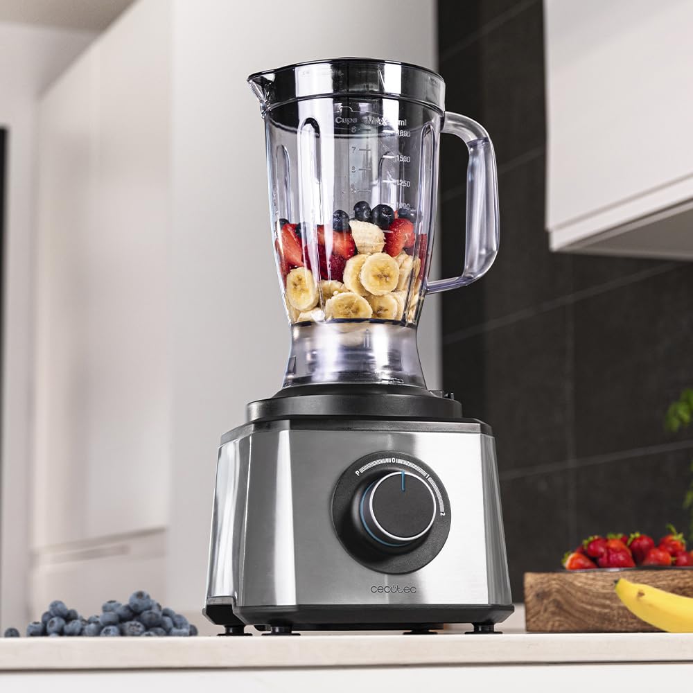 Cecotec Robot culinaire Paprika 1300, 2000W de puissance, en acier inoxydable, bol de 3,5 L, 2 vitesses, 3 disques de coupe, 1 lame pour hacher et 1 pour pétrir