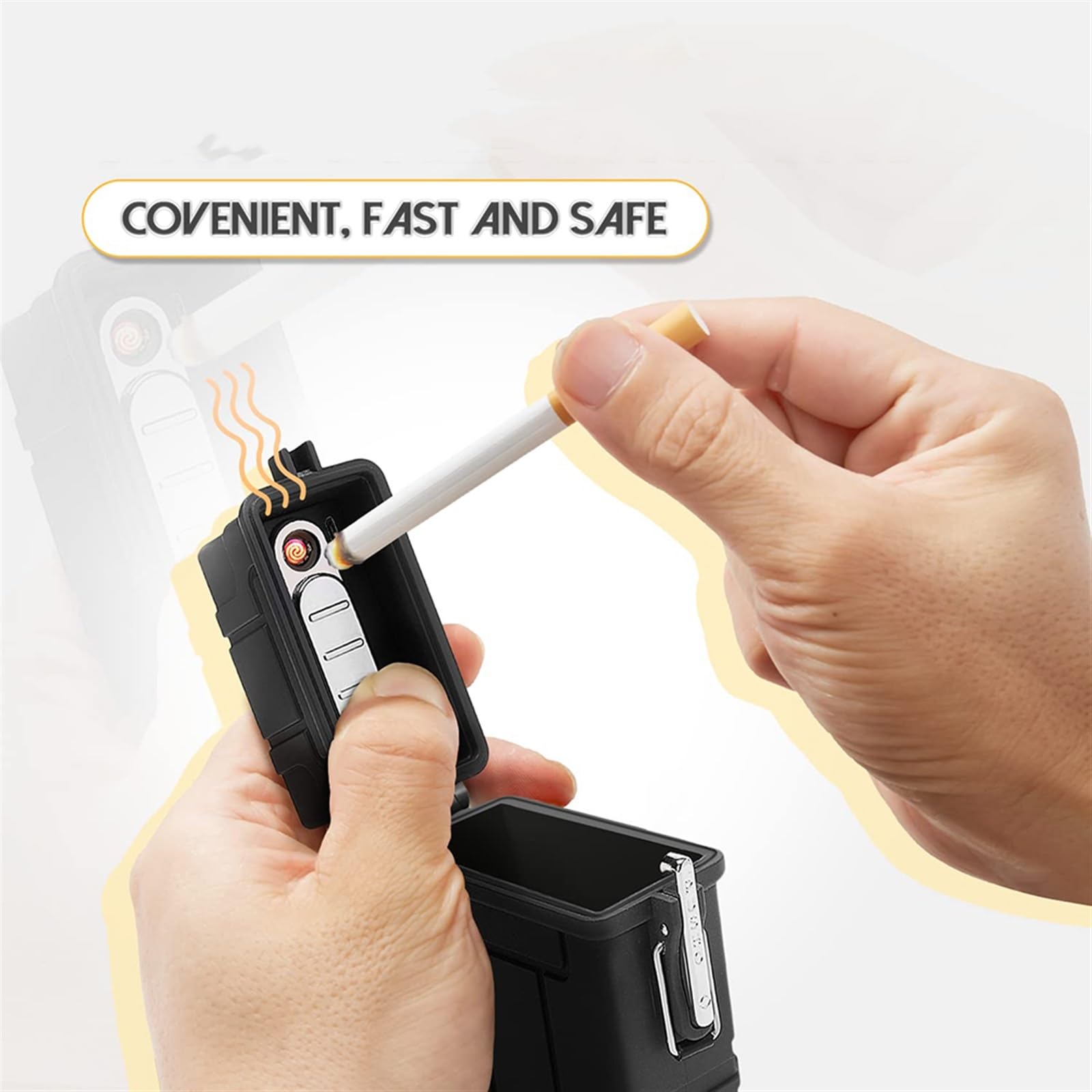 Portasigarette con Accendino Scatola di Sigarette 20 Pezzi Sigarette Normali Sigarette Portatili King Size Accendini USB 2 in 1 Accendino Elettrico Antivento Senza Fiamma ricar
