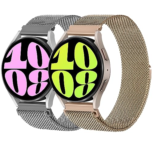 2 Stück Edelstahl Armband Mesh für Samsung Galaxy Watch 7 6 5 4 40mm 44mm - 20mm Milanaise Metall Uhrenarmband Ersatzban...